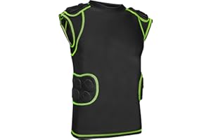 Exxact Sports Defender Youth Padded Football Shirt - Football Rib Protector with Shoulder & Spine Pads, 5-Pad Football Compre