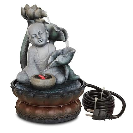 TIED RIBBONS Table Top Buddha Monk Water Fountain (709cm,Multicolour)