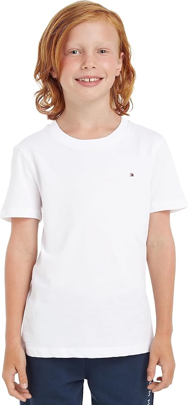 T-Shirt Manches Courtes Garçon Col Ras-du-Cou, Blanc (Bright White), 7 Ans