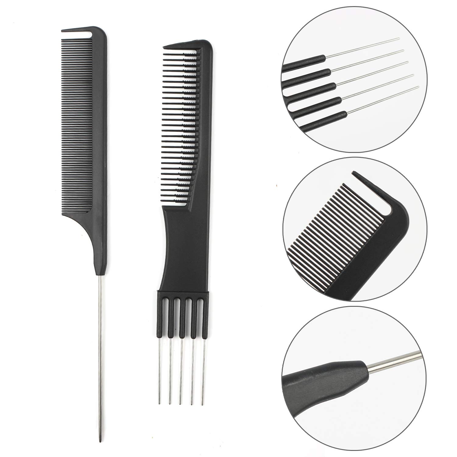 WBCBEC 6PCS Hair Stylists Styling Comb Set, Black Carbon Anti Static Heat Resistant Hair Styling Comb Set for All Kinds of Hair Types & Styles: Beauty