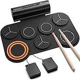 Donner Electronic Drum Set, 7 Pads Electric Drum Pad Roll Up Quiet Drum Pad Built-in Speaker, 40 Drum Lessons Included, Kids 
