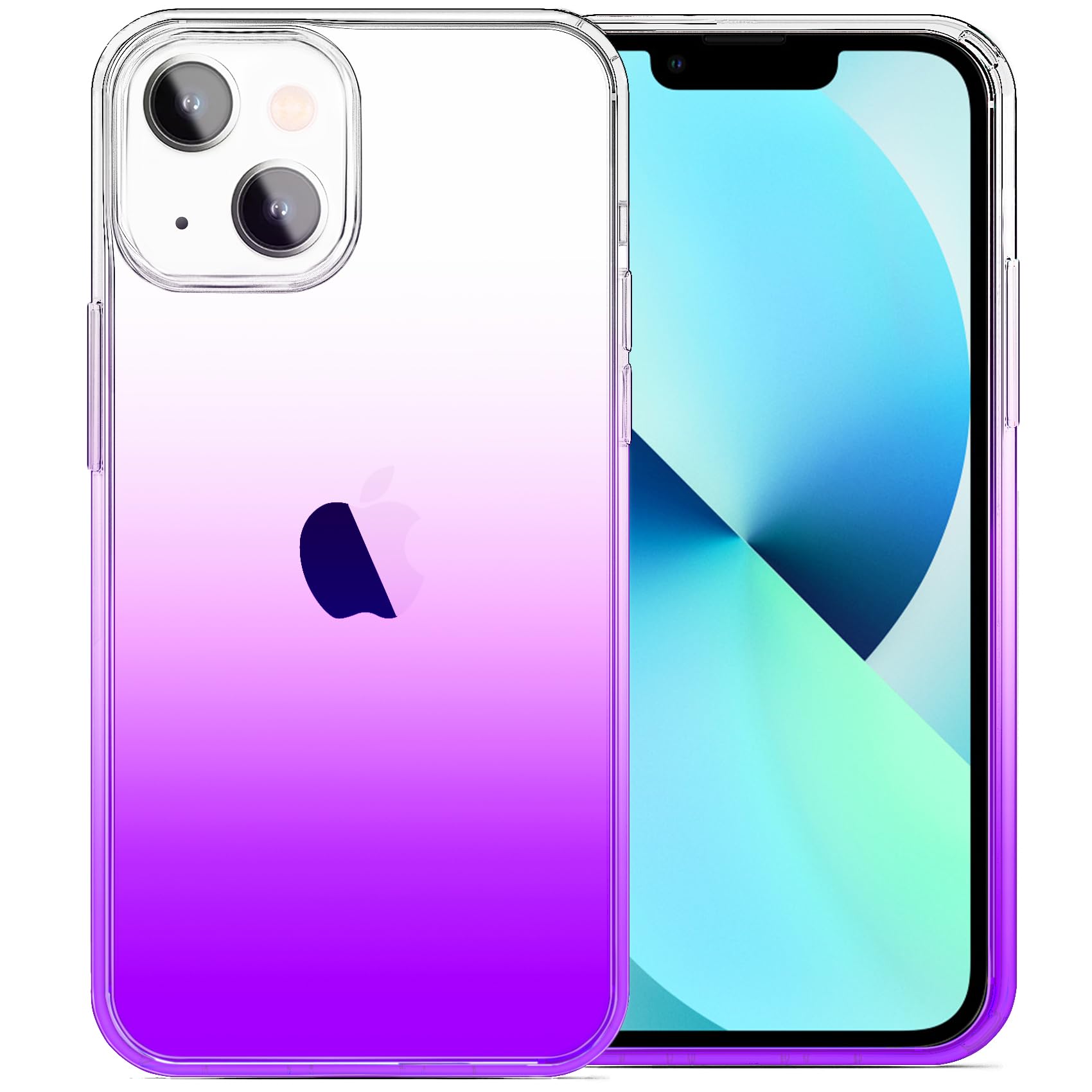 JJGoo Compatible with iPhone 13 Mini Case, Soft Transparent Shockproof Protective Slim Thin Bumper Phone Cover for iPhone 13 Mini - 5.4 inch, Gradient Purple