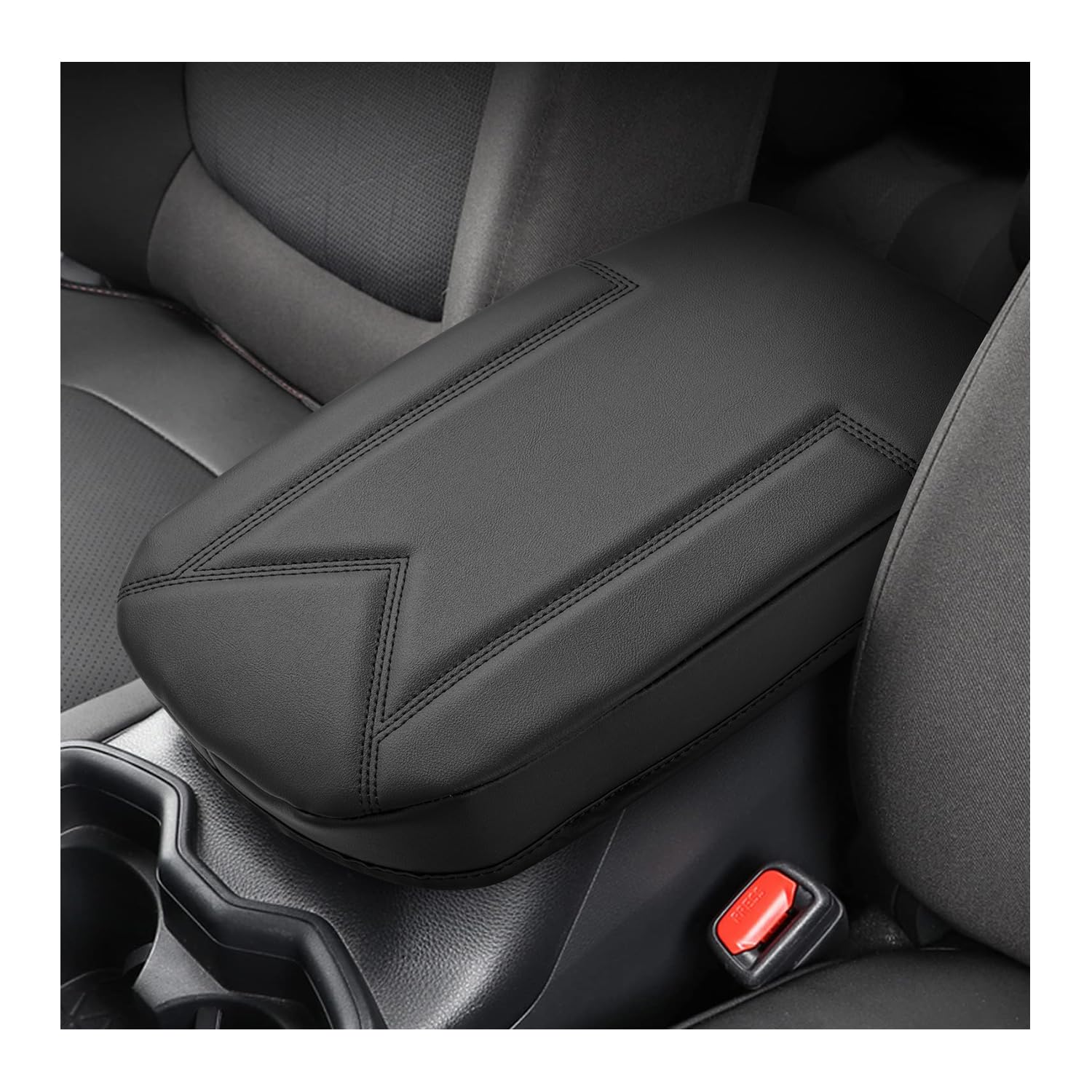 Photo 1 of FIILINES Center Console Cover for 2019 2020 2021 2022 2023 2024 2025 Toyota RAV4,Armrest Cover Cushion Pad for Toyota RAV4 Accessories PU Leather Armrest Seat Box Protector