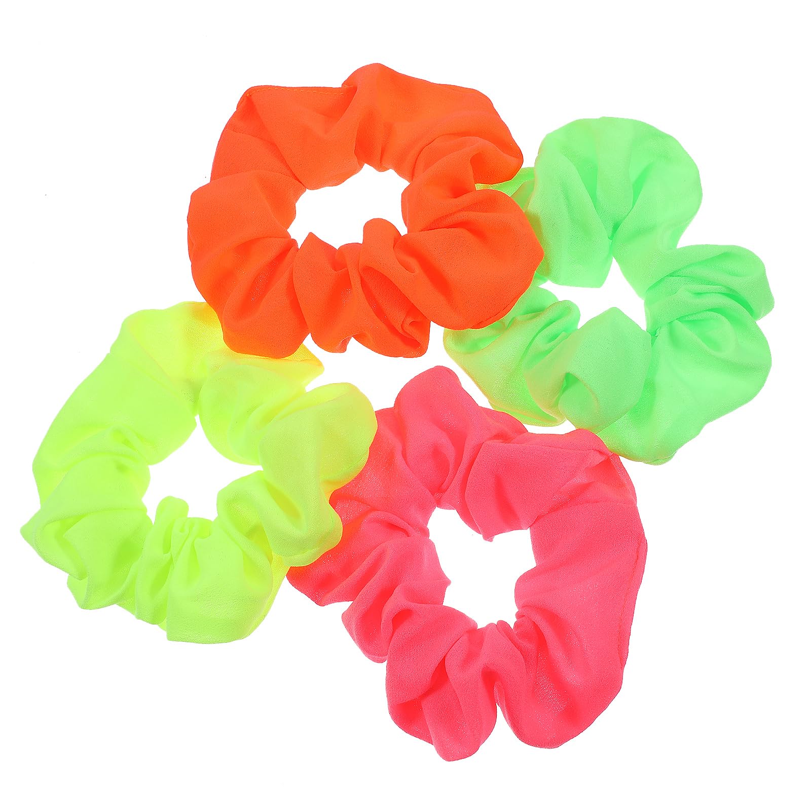 4 Pcs Neon Scrunchies for Hair 80s Soft Hair Scrunchy Elastic Ponytail Hair Ties Solid Colors Thick Bands Hair Accessories for Women Girls Festival Christmas Halloween Party