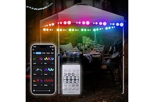 Neisouf LED Tent Lights, Battery Operated RGB Color Changing Canopy Lights with APP and Remote Control, Chasing LED Light for Canopy (RGB+IC, 40ft)