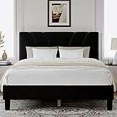 Novilla King Bed Frame and Headboard, King Bed Frame, Velvet Upholstered Bed Frames, No Box Spring Needed, Heavy Duty Feet, Easy Assembly, Black Velvet