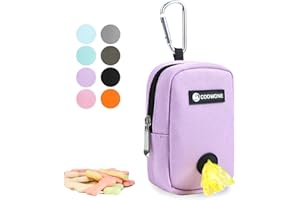 COOWONE Small Treat Pouch with Dog Bags Dispenser, Portable Walking Bags, Purple
