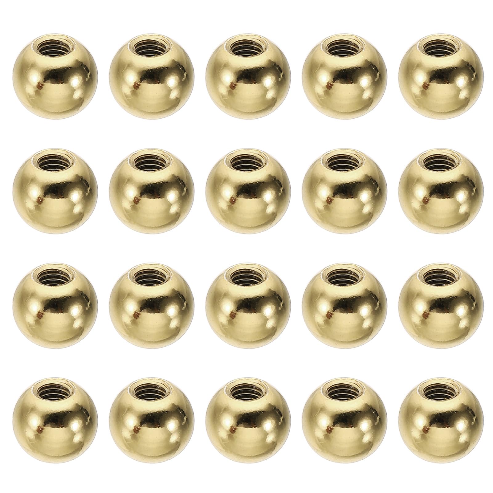 PATIKIL M5x0.8mm Ball Nuts Knob, 20 Pack Carbon Steel Drilling Ball Caps Blind Hole Handle Nut Decoration for Furniture Lamp or DIY Project, Gold Tone