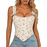 Scarlet Darkness Floral Corset Tops for Women Renaissance Corset Boned Lace Up Bustier Tops