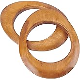 WADORN Wooden Retro Purse Bag Handles Natural Wood DIY Handmade Macrame Bag Oval Shaped Handle Replacement for Purse Bag, Beach Bag, Handbags Straw Bag, Canvas Bag Handmade Bag 2pcs (Brown)