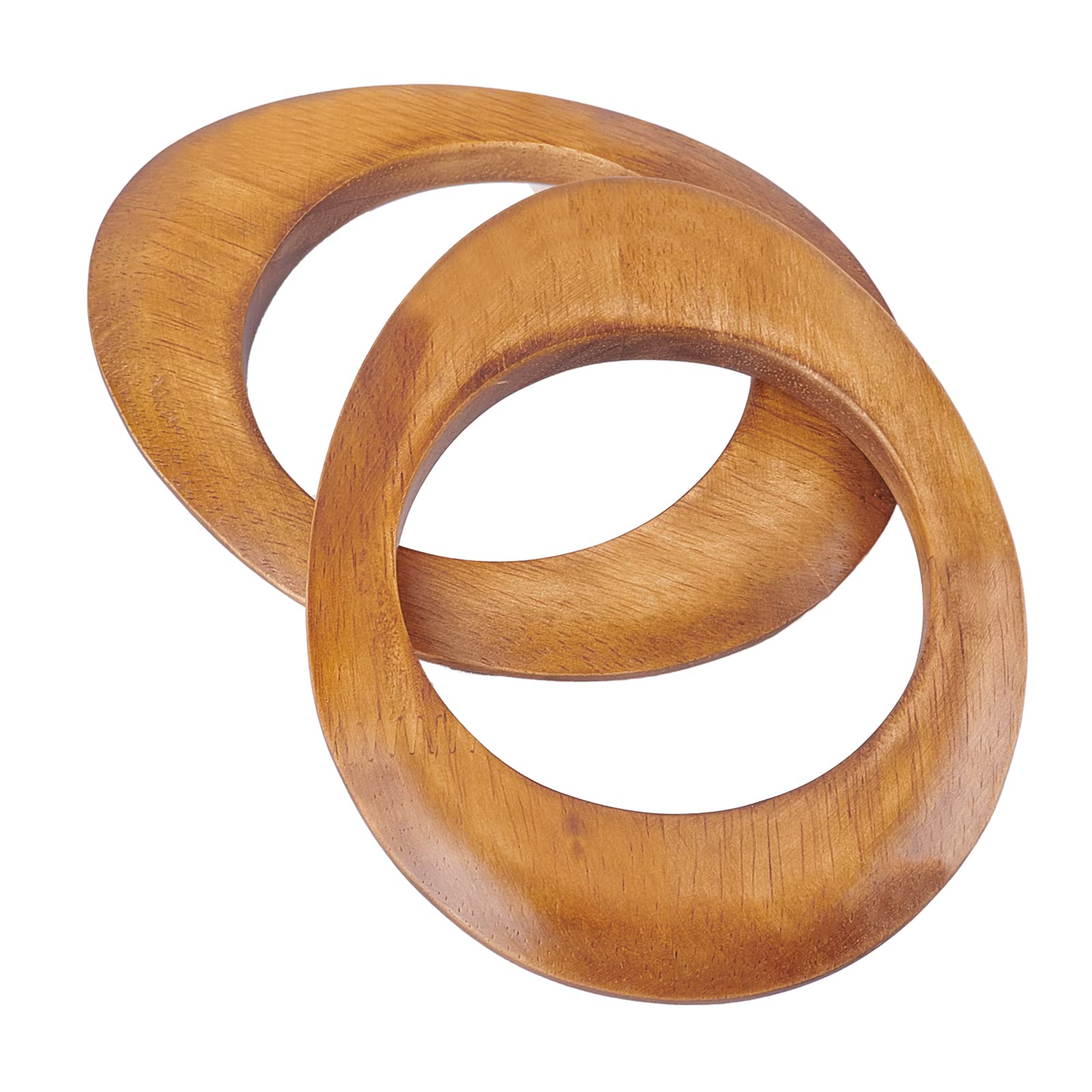 WADORN 2pcs Wooden Handles for Crochet Knitting Bag Oval Shaped Handbag Wooden Handles DIY Handmade Macrame Bag Handle Replacement for Beach Bag Straw Bag Canvas Bag Rattan Bag, 8.7cm Inner