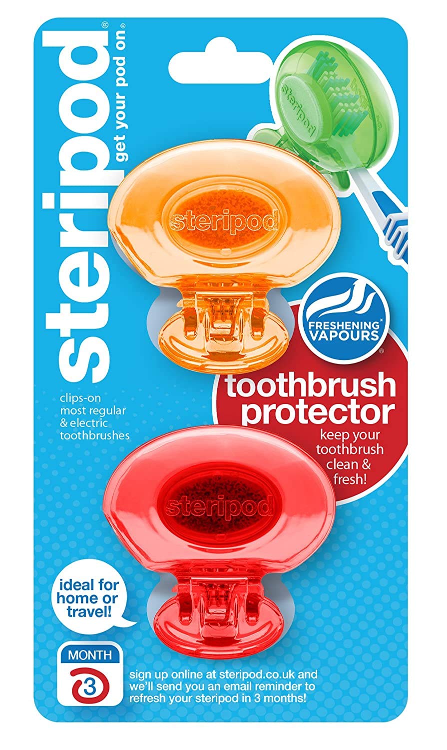 steripod ENE03-BRK Toothbrush Protector Dual Pack (Assorted Colors): Clothing