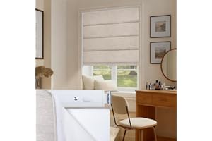 Heblinds No Drill Roman Shades for Windows, Custom Peel & Stick Blackout Blinds - Thermal Insulated Light Reducing Window Tre