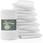 Bar Towels - Bar Mop Cleaning Kitchen Towels (12 Pack, 16" x 19”) - Premium Ring-Spun Cotton White Kitchen Bar Towels, Restaurant Cleaning Towels, Shop Towels and Rags - Bulk Bar Mop Set