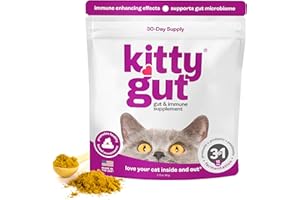KittyGut Cat Prebiotic, Probiotic and Postbiotic Supplement Powder - 3-in-1 Organic, Plant-Based, Preservative Free - Cat Dig