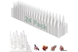 Touri Upgraded 24 Pack Bird Spikes, Covers 34 Feet(10.36m), Clear PVC Bird Deterrent Spikes Strips, Restrict Birds from Standing and Nesting, Keep Birds, Cats, Pigeons, and Other Animals Away