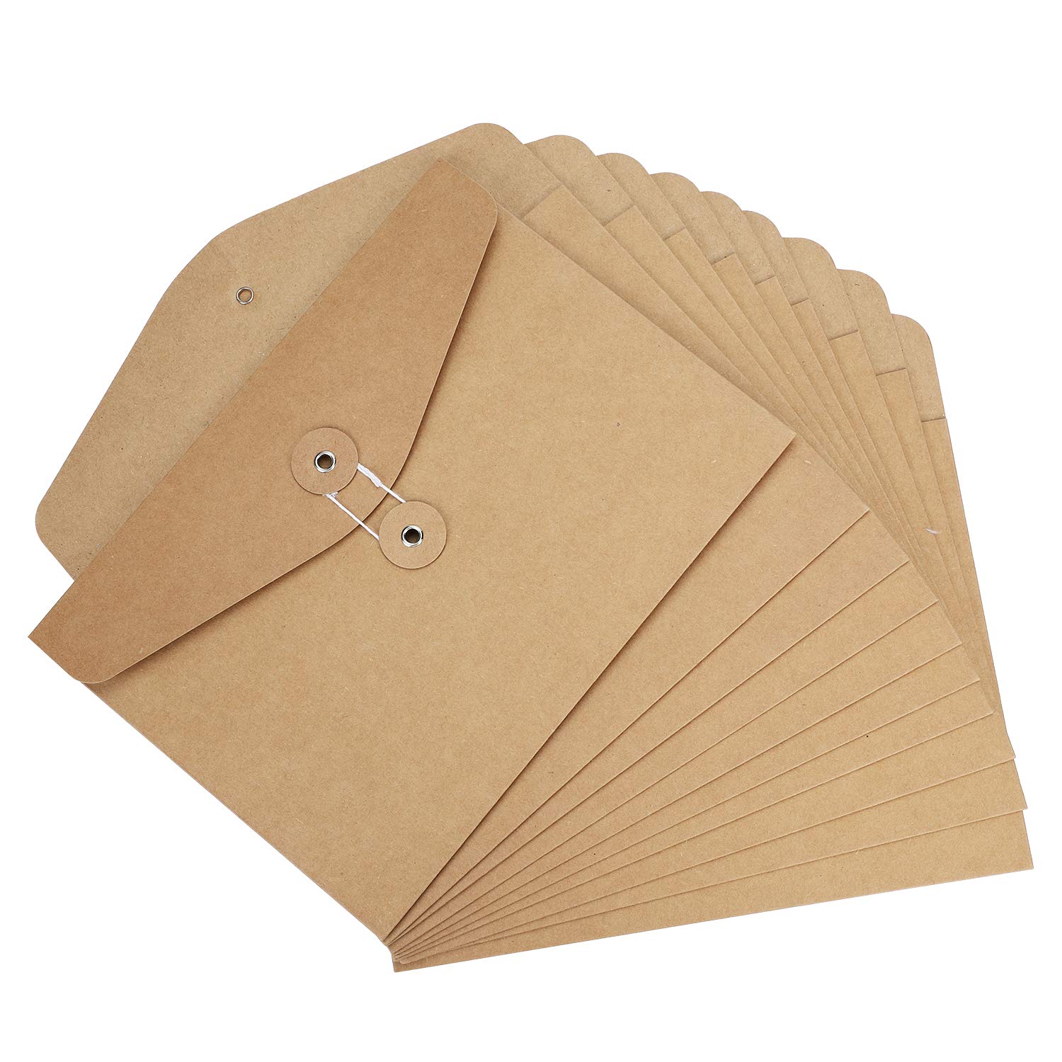 A5 Kraft Paper Folder Wallet Document File Folder with String Closure Portfolio Envelope Paper Bag Project Pocket Horizontal File Bag Paperwork Organizer Storage Bag Pouch for Office School Home,10Pcs
