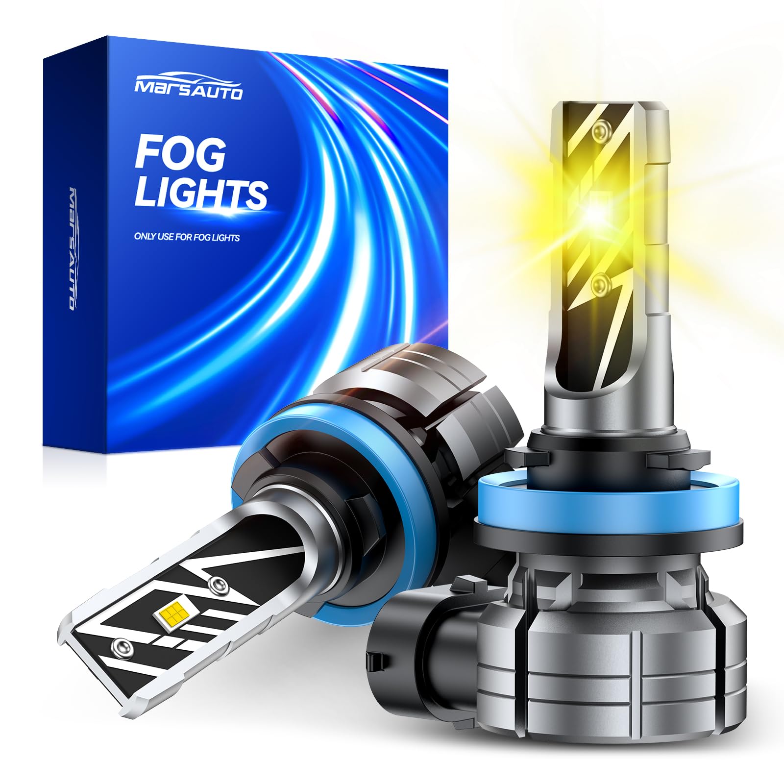 Marsauto H11/H16/H8 LED Fog Light Bulb Yellow, 14,000LM 3000K Amber H11 H16 H8 LED Bulb Yellow for Fog Lights or DRL, 70,000 Hours Lifespan, Play and Plug, Non-Polarity, Pack of 2 Image Marsauto H11/H16/H8 LED Fog Light Bulb Yellow, 14,000LM 3000K Amber H11 H16 H8 LED Bulb Yellow for Fog Lights or DRL, 70,000 Hours Lifespan, Play and Plug, Non-Polarity, Pack of 2 Image