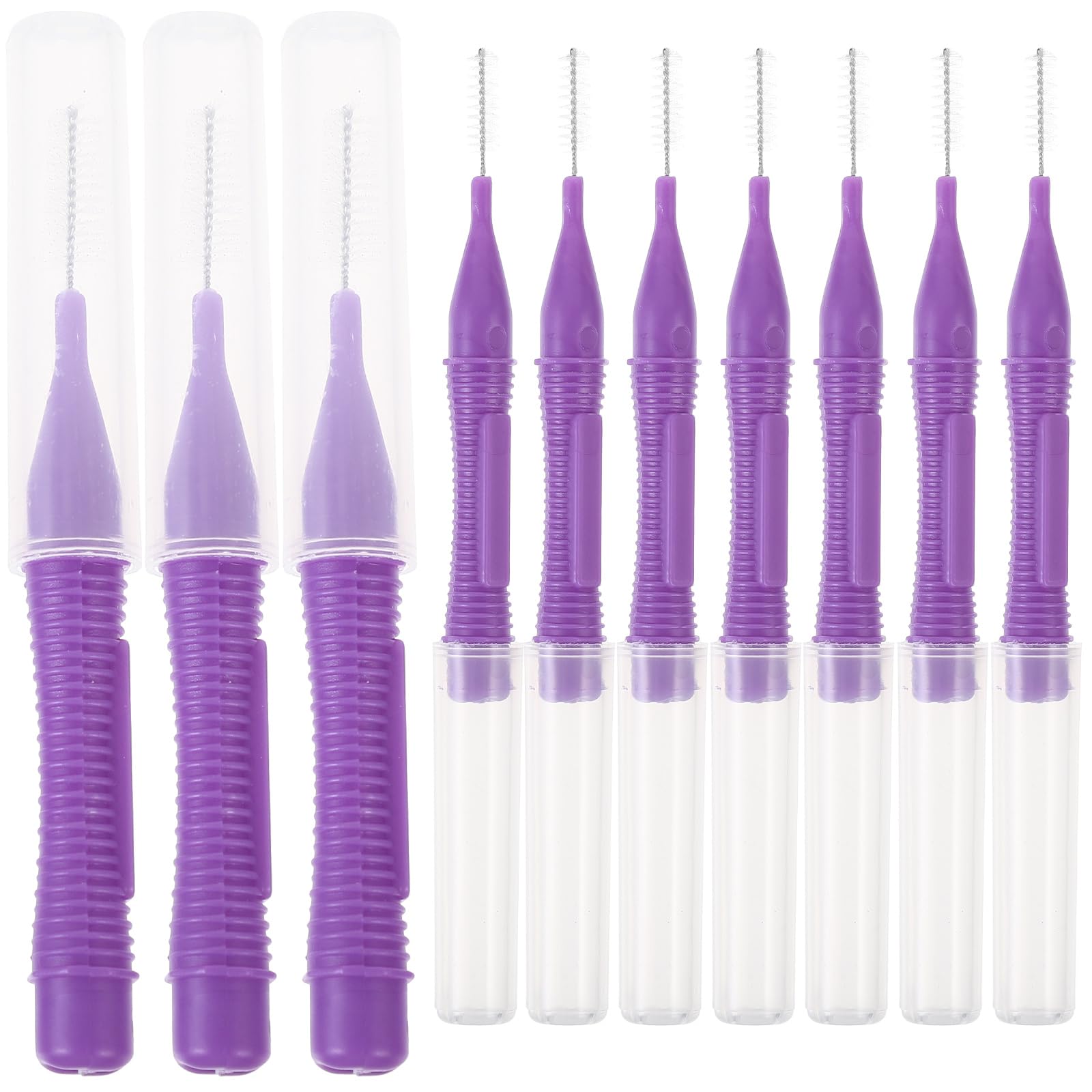 Milisten Purple Interdental Brushes Between Teeth Toothbrushes Tooth Cleaners Dental Cleaning Tool Portable Floss Pick Dental Care Brushes Travel Home 10pcs