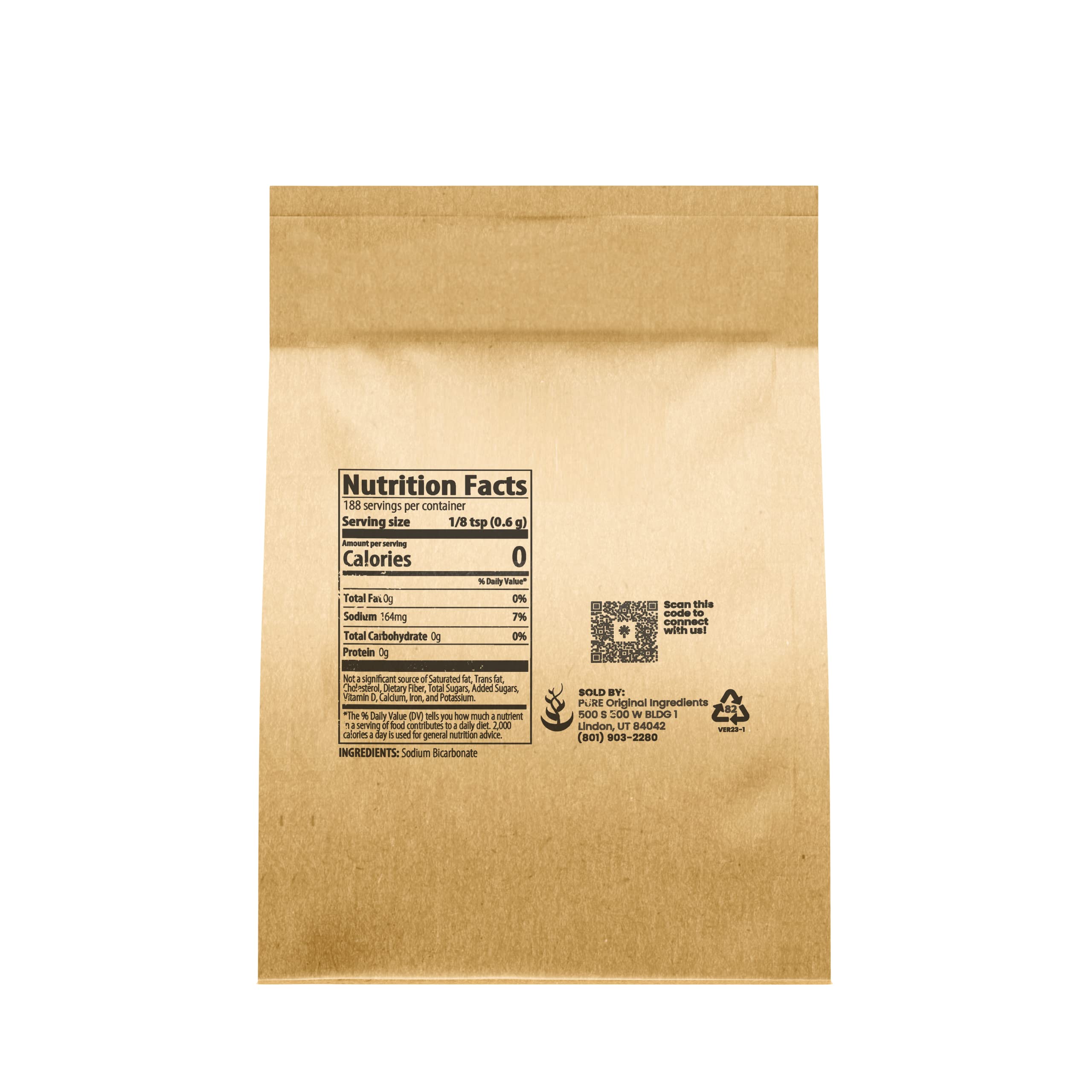 Pure Original Ingredients Sodium Bicarbonate (Baking Soda) (4 oz) Always Pure, No Fillers Or Additives, Eco-Friendly Packaging