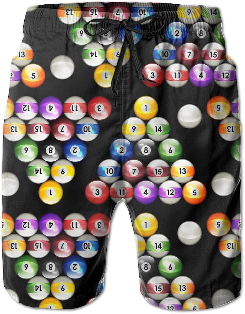 BLACKOD Man Summer Pool Balls Billiards Colors Pattern Quick Dry Beach