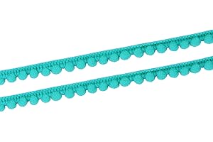 YYCRAFT 10 Yards 3/8" Wide Tiny Pom Pom Ball Fringe Trim DIY Craft Sewing Accessory for Home Curtain Clothes Pillow Decoration(pom Size 5mm,Teal)