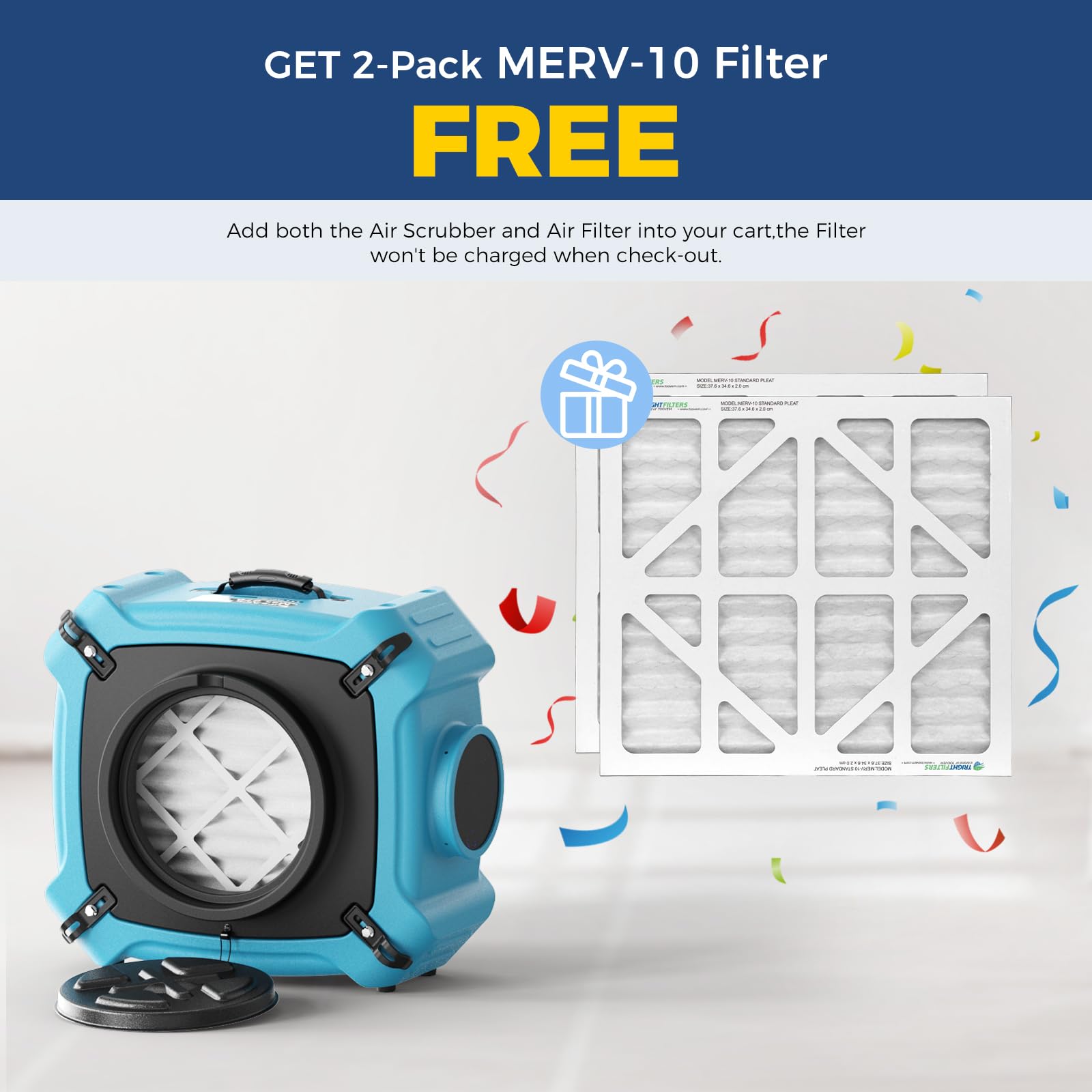 ALORAIR PureAiro HEPA Max 870 Air Scrubber 3-Stage Filtration,Negative Machine Air Scrubber | Professional Water Damage Restoration for Air Cleaner | up to 550 CFM