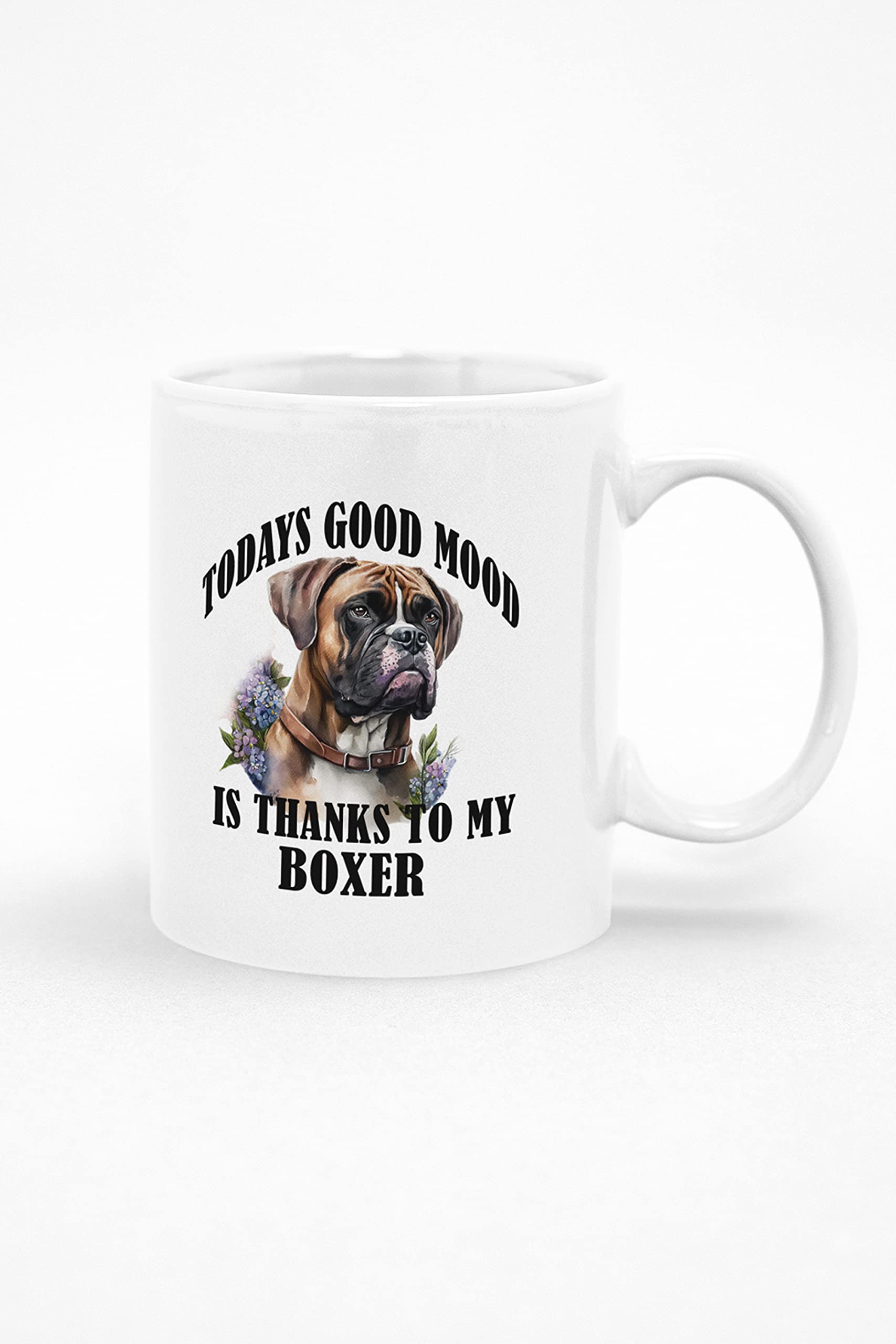 Boxer Dog Mug - 11oz Ceramic Mug with Watercolor Dog Art and Quote - Perfect for Boxer Lovers