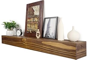 XWNE Distressed Fireplace Mantel,72 inch Rustic Wood Floating Mantel Shelves for Electric Fireplaces,Solid Wood Farmhouse Mantle for Over Fireplace(Distressed Dark Walnut, 72Wx8Dx6H)