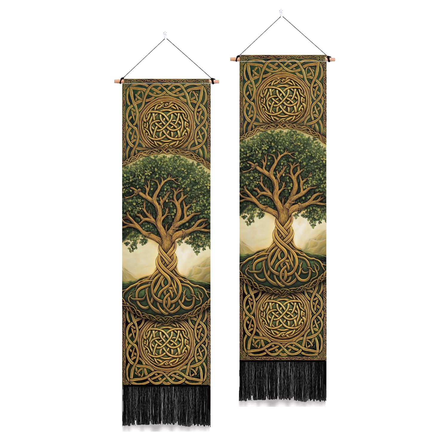 Photo 1 of **Only one**PLIGREAT 2 Pack Tree of Life Vertical Tapestry Aesthetic Wall Hanging for Bedroom Living Room Home Decor Long Narrow Art Tapestry with Tassels, 52" x 13"