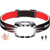 Blukar LED Headlamp Rechargeable, 2000L Super Bright Headlight Flashlight | 8 Modes&amp;Stepless Dimming,Spotlight&amp;Floodlight&amp;Red Light Combination,Motion Sensor,IPX5 Waterproof for Hiking,Camping