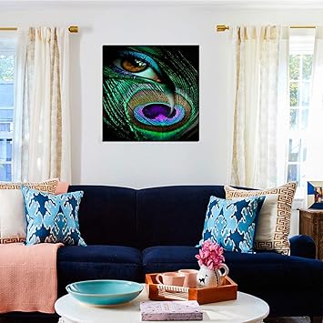 Aart Store Peacock Wings Wooden Framed Canvas Painting For