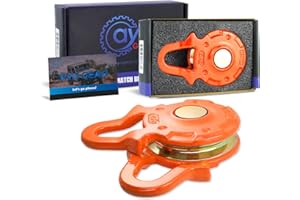 AyA Gear Multi-Function Premium Snatch Blocks 66,000 lbs (30Ton) Break Strength | Heave Duty Vehicle Recovery Gear, for Steel Wire Cable or Synthetic Rope and Soft Shackles(Orange)