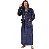 U2SKIIN Mens Robe with Hooded, Full Length Thickened Plush Robe Big and Tall Bathrobe
