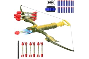 Lologot Dinosaur Toys, Bow and Arrow Set for Kids, Archery Set with 6 Foam-Tipped Arrows, RC Servo Gears, 20 Bullets, and a Wristband, Christmas Birthday Present for 4-12 Boys and Girls (Green)