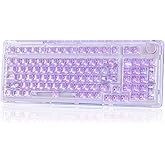 KiiBoom Phantom 98 Hot Swappable Crystal Gasket-Mounted Mechanical Keyboard, Triple Mode NKRO Gaming Keyboard with South-Facing RGB, Clear Keycaps, 8000mAh Battery for Win/Mac (Purple)