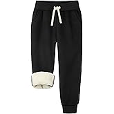 Aocku Warm Sherpa Boys Girls Sweatpants, Fleece Lined Winter Jogger Pants with Pockets Drawstring for Unisex Kids