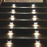 Lightess Outdoor Waterproof Solar Step Deck Lights Cool White 6 Pack | Solar Powered LED Stair Light, Waterproof Stainless Steel Shell, Outdoor Mount Fit Steps Patio Garden Yard Path Decoration