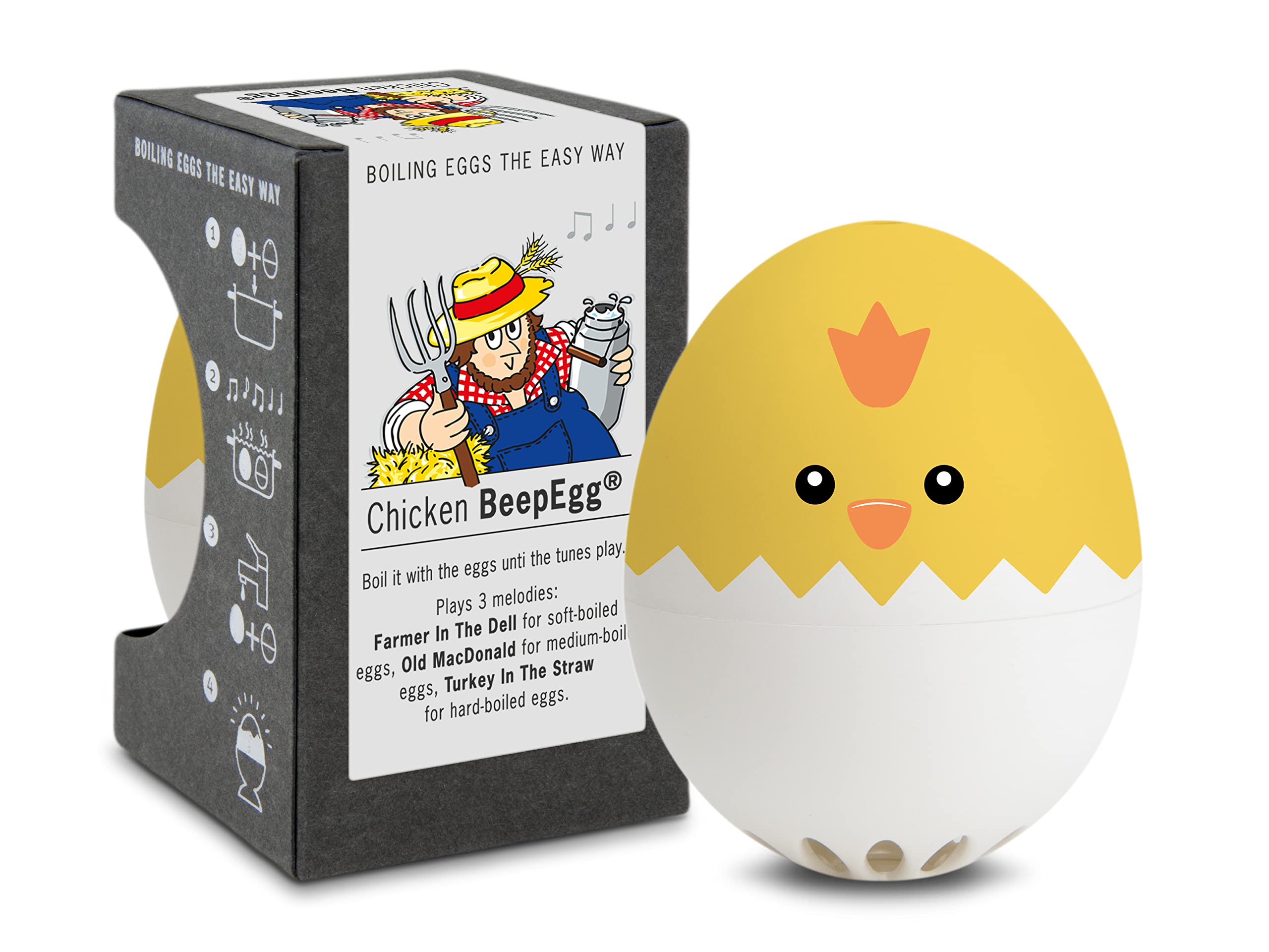 PiepEi Chick, Singing Egg Timer for Cooking, Egg Cooker, Egg Timer Funny as Gift, Cute Chick Plays 3 Melodies, Gadget, 2 Eggs, 4 Eggs, 6 Eggs or More
