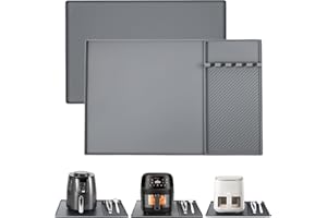 Silicone Heat Resistant Mats for Countertop, Kitchen Countertop Protector with Cooking Utensil Holder, Air Fryer Mat for Micr