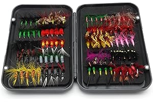 Vkinman 100PCS 20 Colors Fly Fishing Flies Kit, Fly Tying Artificial Butterfly Lifelike Fish Hooks Lure Bait Fishing
