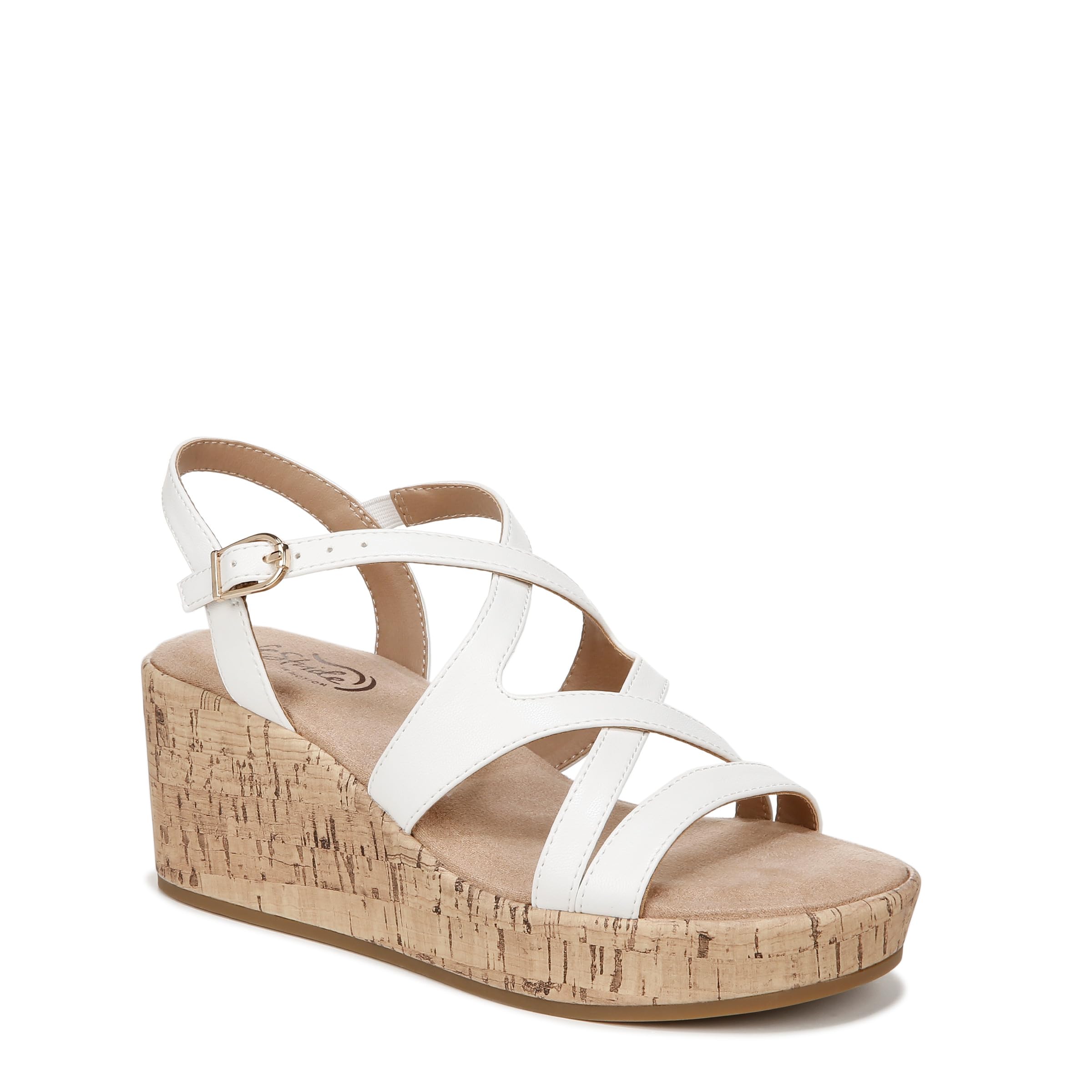 LifeStride Womens Bailey Strappy Platform Wedge Sandals Bright White 7.5 M