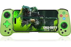 arVin Wireless Gamepad for iPhone, Android with Phone CASE Support/Green Light/Hall Effect Joystick/Turbo, Cell Phone Controller for iPhone 15/14/13/Samsung Galaxy 23/22/21/Call of Duty/Genshin/Diablo