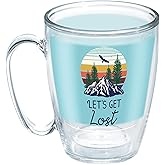 Tervis Made in USA Double Walled Let's Get Lost Insulated Tumbler Cup Keeps Drinks Cold & Hot, 16oz Mug - No Lid, Clear