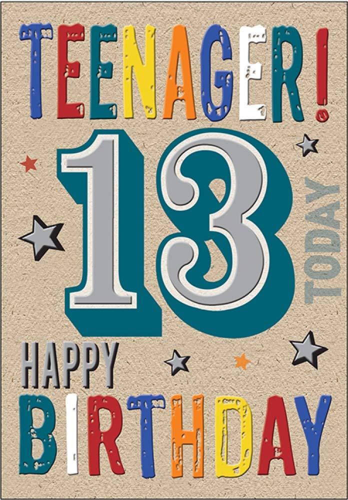 Piccadilly Greetings Juvenile Birthday Card Age 13 - 7 x 5 inches,brown|blue|yellow|red