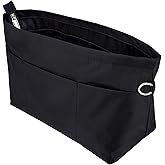 Time Wing Handbag Tote Purse Organizer Insert Bag Liner Shaper Divider Zipper 11 Pockets Compartments Medium Black