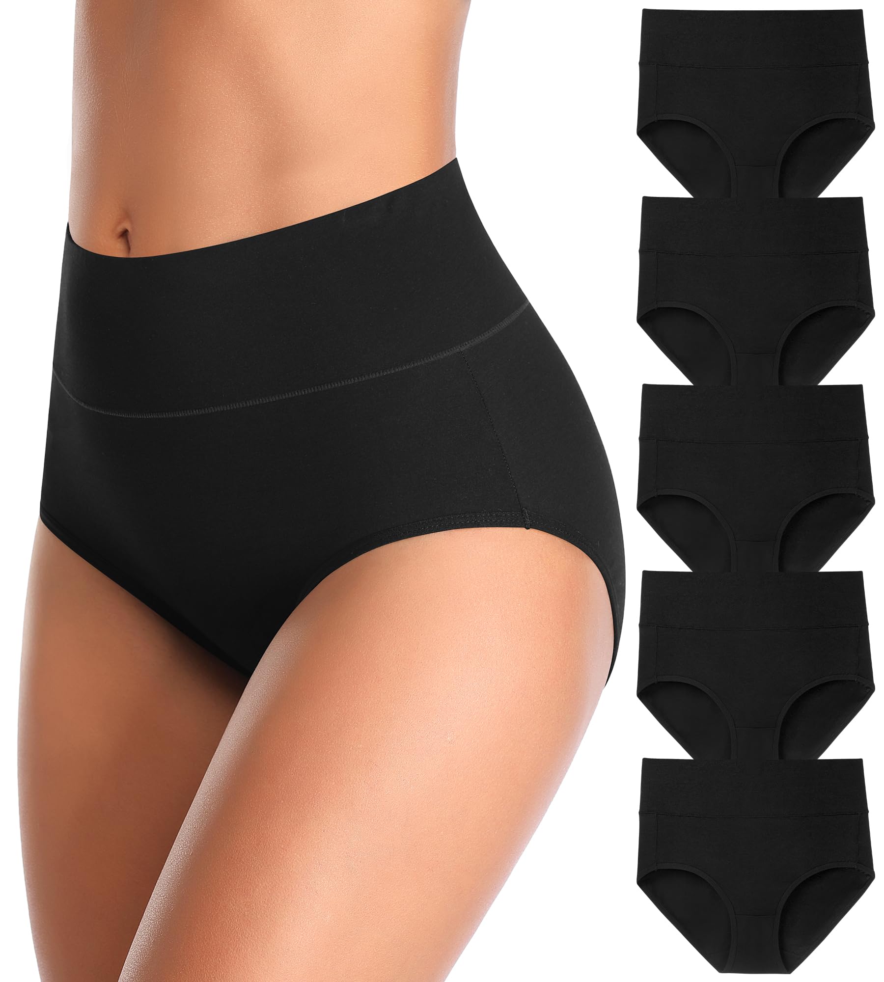 Photo 1 of MISSWHO Cotton Underwear Women Pack, Womens Underwear High Waisted Tummy Control Black Briefs C Section Postpartum Ladies Panties Large