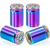 MEAJOO 4PCS Bullet Shell Tire Valve Stem Caps, Aluminum Alloy Car Air Stem Cap, Universal Dustproof Tire Valve Stem Covers for Cars, SUV, Trucks, Bikes, Motorcycles, Bicycles (Colorful)