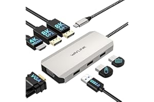 USB C Docking Station Dual DP Monitor, Displayport Docking Station with Dual DP, HDMI, VGA, USB2.0 Ports for Lenovo HP Dell, 