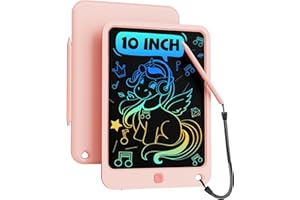 bravokids LCD Writing Tablet 10 Inch, Toys for 3-10 Year Old Girl Boy, Colorful Doodle Board Drawing Pad for Kids, Learning Educational Birthday Gift for Toddler Age 3 4 5 6 7 8 9 10 Year Old (Pink)